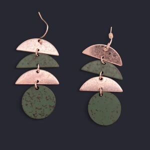 Charming Charlie Silver and Turquoise Layered Geometric Drop Earrings